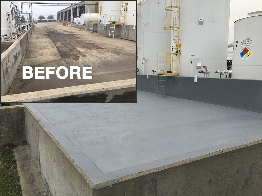 Before and after applying fuel containment coatings
